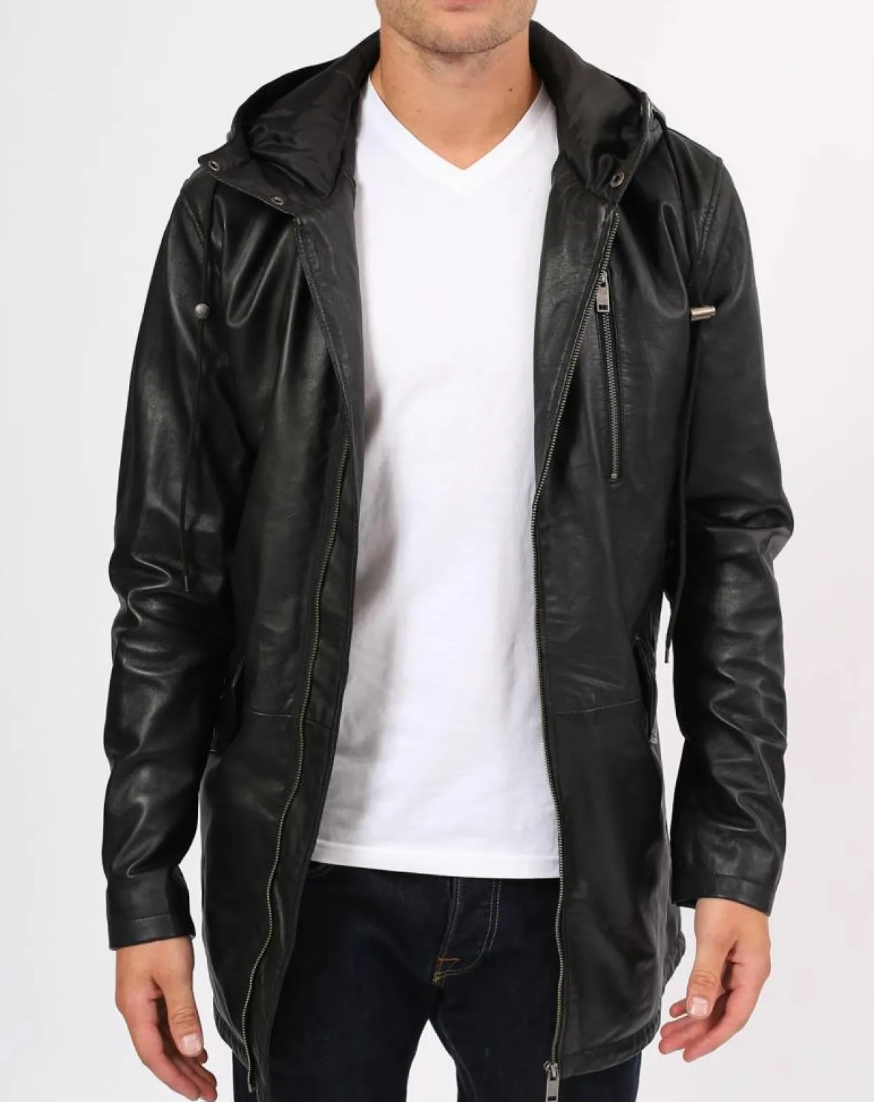 Manteau en Cuir Ibiza noir-Blue Wellford Clearance
