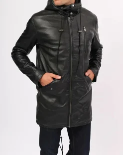 Manteau en Cuir Ibiza noir-Blue Wellford Clearance