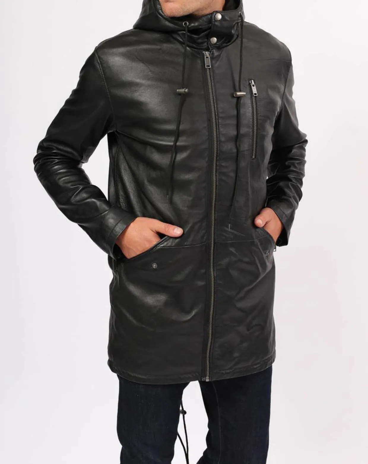 Manteau en Cuir Ibiza noir-Blue Wellford Clearance