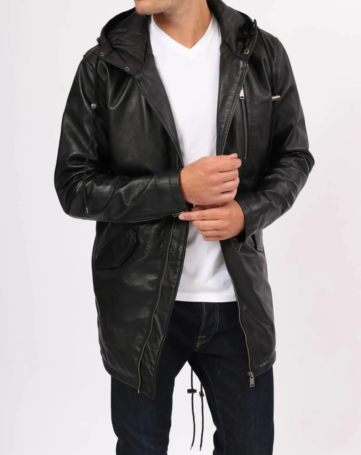 Manteau en Cuir Ibiza noir-Blue Wellford Clearance