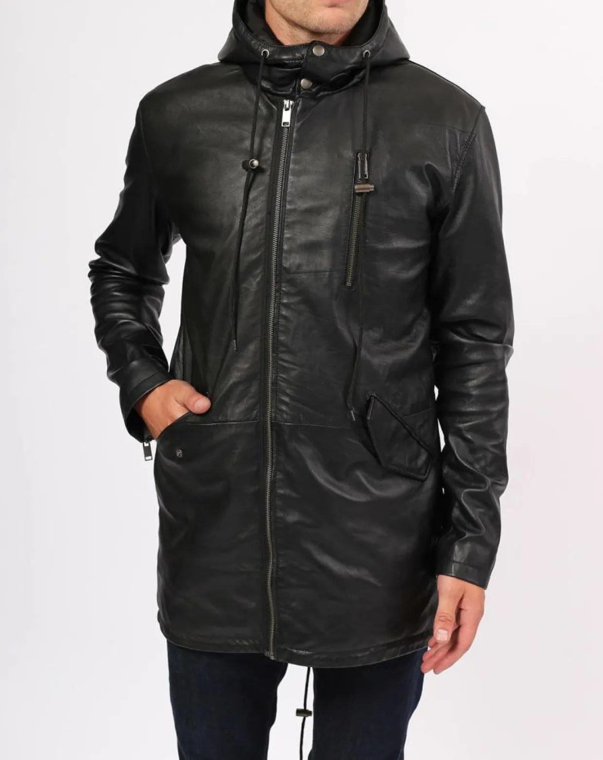 Manteau en Cuir Ibiza noir-Blue Wellford Clearance