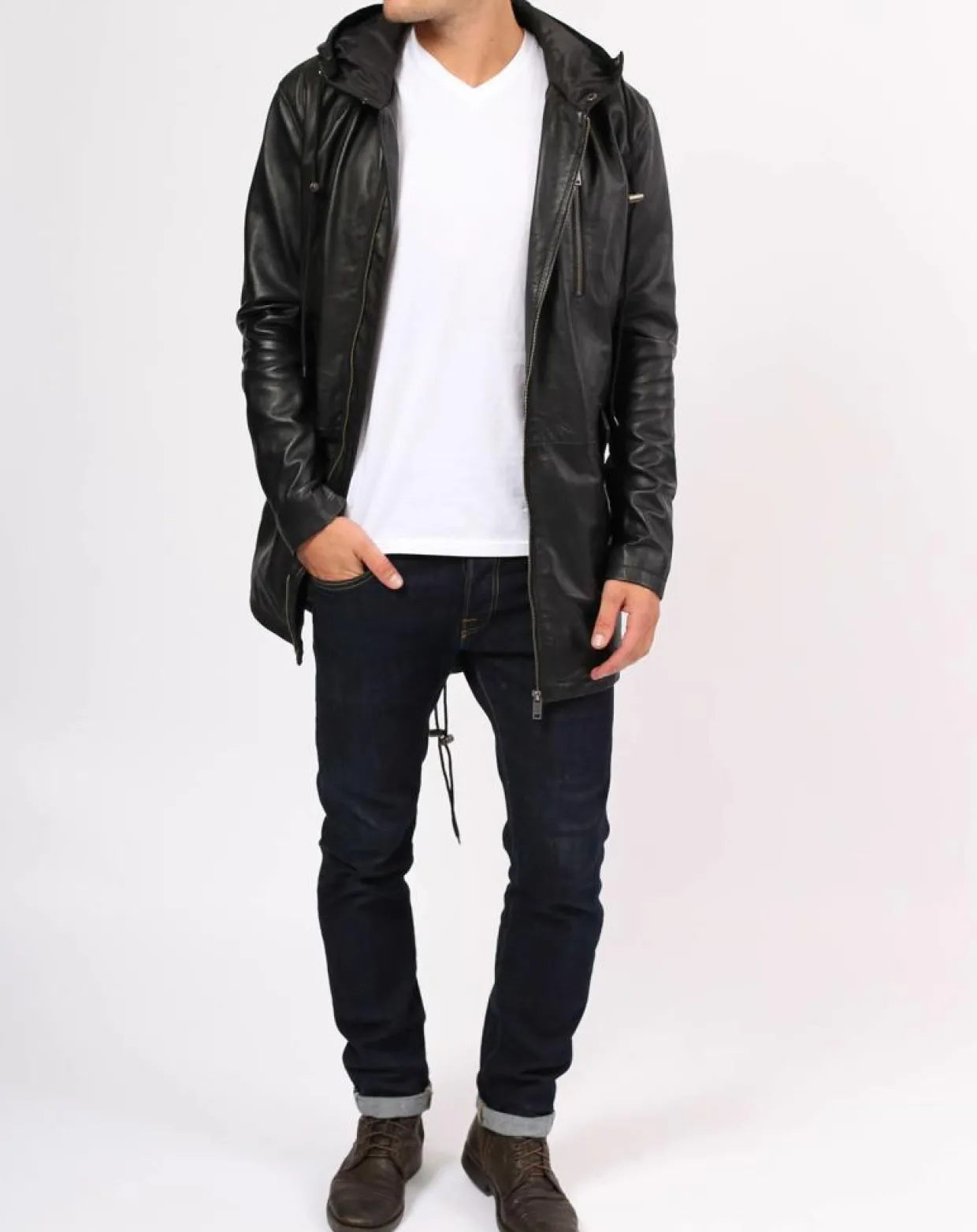 Manteau en Cuir Ibiza noir-Blue Wellford Clearance