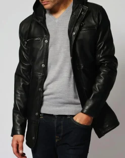 Manteau en Cuir Jordan noir-Chyston Online