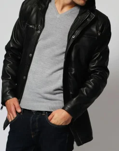 Manteau en Cuir Jordan noir-Chyston Online
