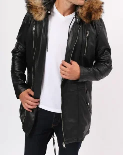 Manteau en Cuir Saint Tropez noir-Blue Wellford Best