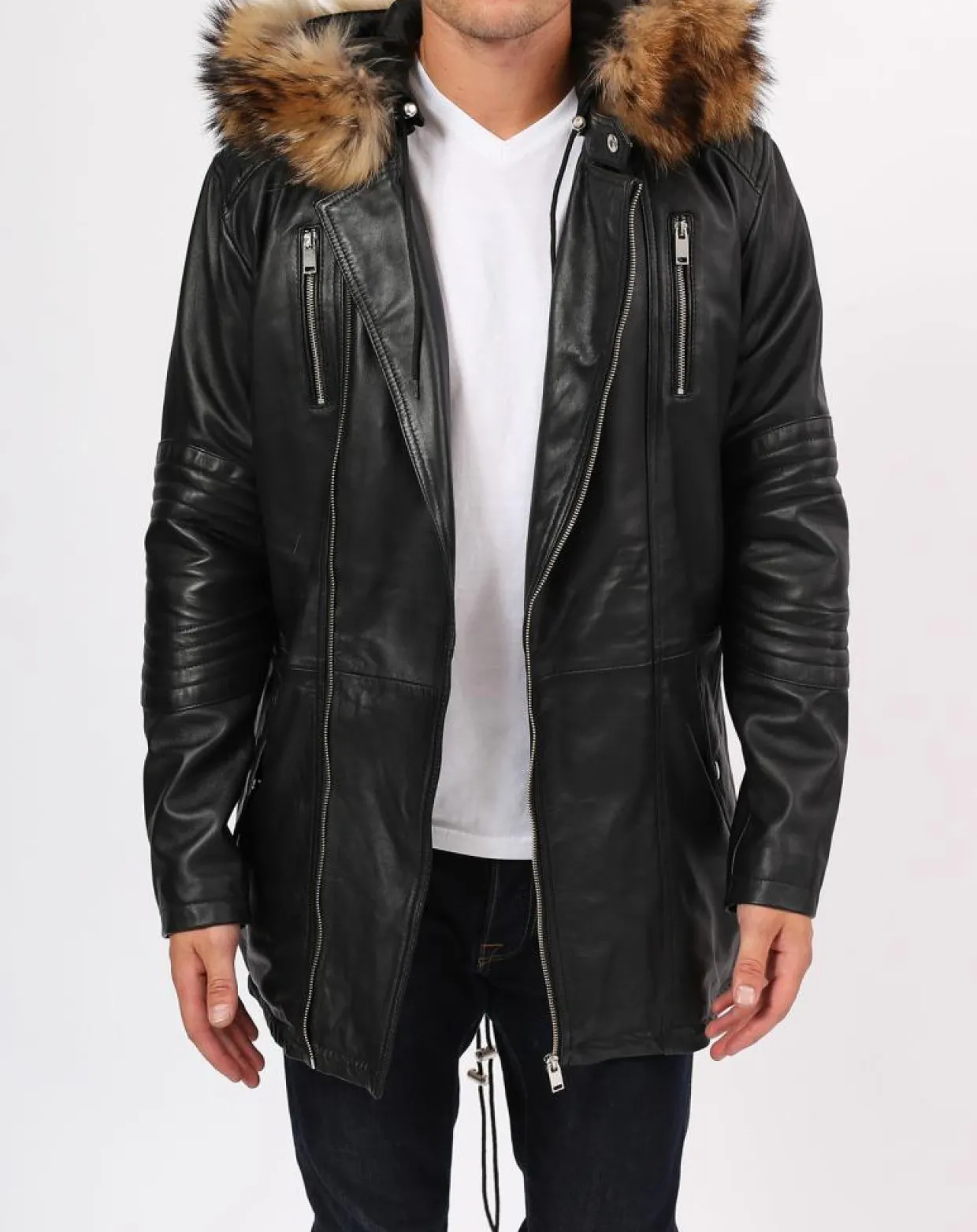 Manteau en Cuir Saint Tropez noir-Blue Wellford Best
