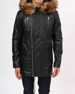 Manteau en Cuir Saint Tropez noir-Blue Wellford Best