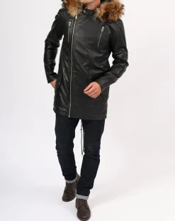 Manteau en Cuir Saint Tropez noir-Blue Wellford Best