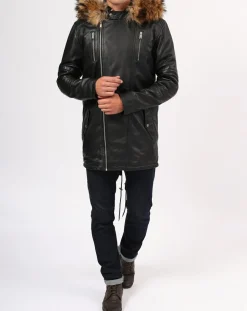 Manteau en Cuir Saint Tropez noir-Blue Wellford Best