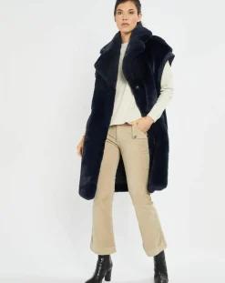 Manteau en Fausse Fourrure Luna bleu foncé-Lauren Vidal Discount