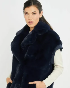 Manteau en Fausse Fourrure Luna bleu foncé-Lauren Vidal Discount