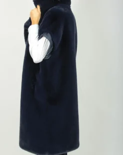 Manteau en Fausse Fourrure Luna bleu foncé-Lauren Vidal Discount