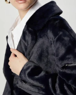 Femme Lou Andrea Manteaux^Manteau en Fausse Fourrure Eliza marine