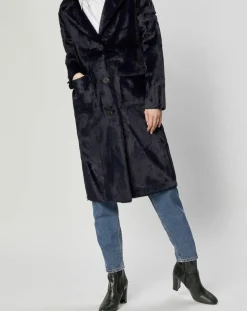 Femme Lou Andrea Manteaux^Manteau en Fausse Fourrure Eliza marine