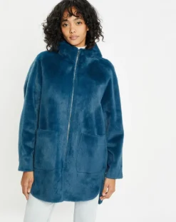 Femme Lou Andrea Manteaux^Manteau en Fausse Fourrure Avi bleu