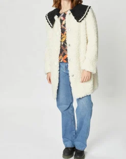 Femme Manoush Manteaux^Manteau en Fausse Fourrure Nounours col amovible écru