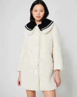 Femme Manoush Manteaux^Manteau en Fausse Fourrure Nounours col amovible écru