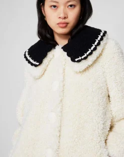 Femme Manoush Manteaux^Manteau en Fausse Fourrure Nounours col amovible écru