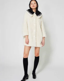 Femme Manoush Manteaux^Manteau en Fausse Fourrure Nounours col amovible écru