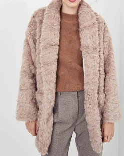 Femme See u Soon Manteaux^Manteau en fausse fourrure Menthe vieux rose