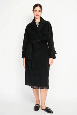 Manteau en Laine mélangé noir-Assuili Clearance