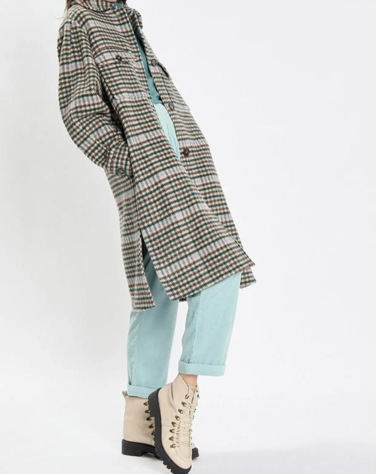 Manteau en Laine mélangée à carreaux multicolore-Marc O'Polo Hot