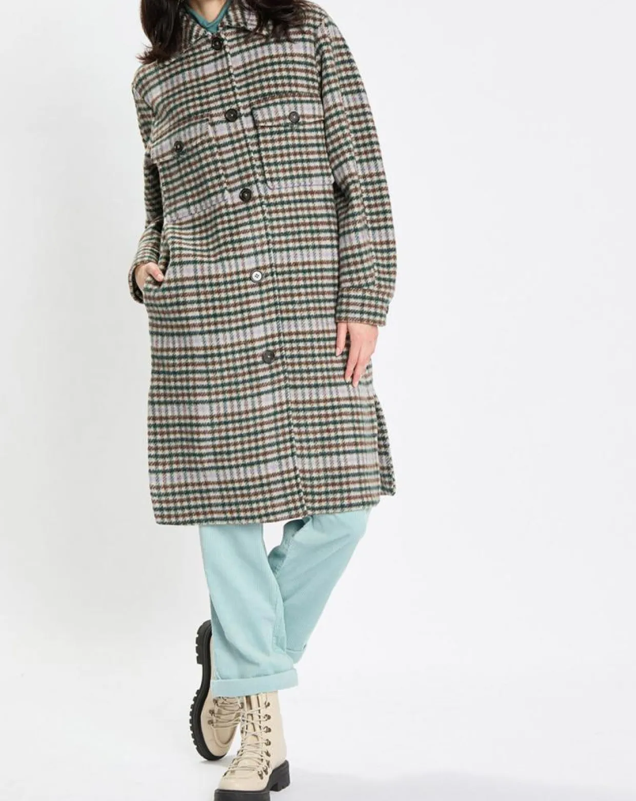 Manteau en Laine mélangée à carreaux multicolore-Marc O'Polo Hot