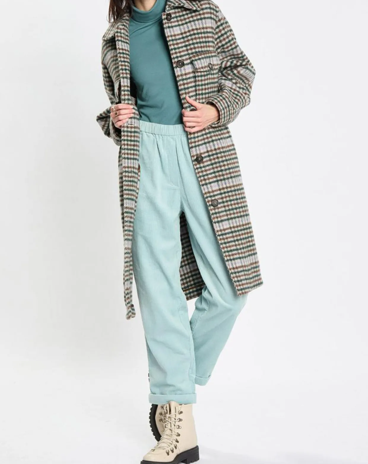 Manteau en Laine mélangée à carreaux multicolore-Marc O'Polo Hot