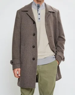 Manteau en Laine mélangée Chevron beige foncé-Hackett London