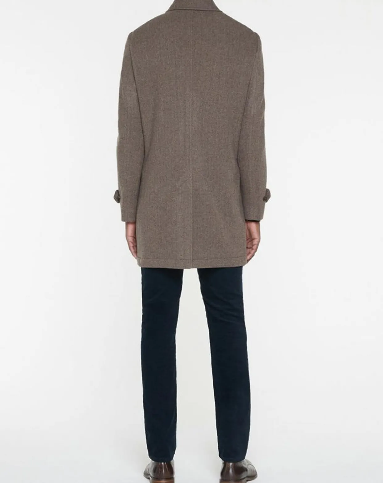 Manteau en Laine mélangée Chevron beige foncé-Hackett London