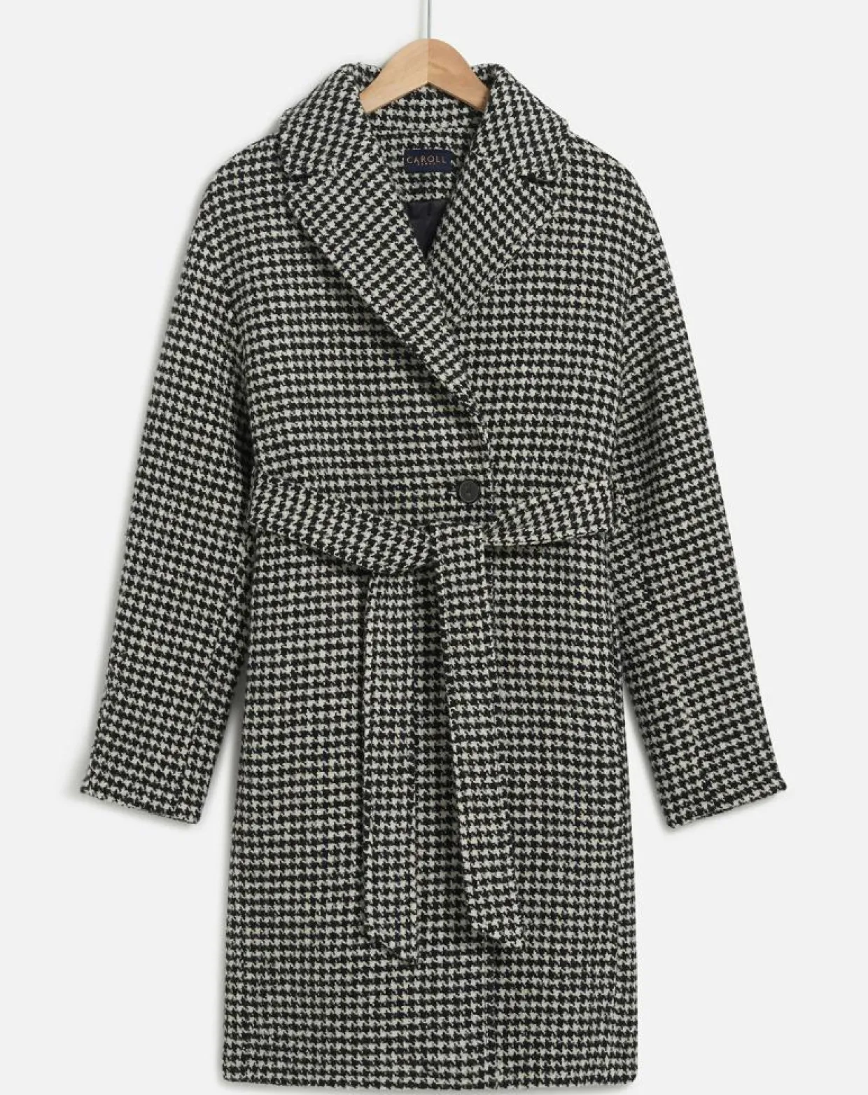 Manteau en Laine mélangée Granta pied-de-poule écru-Caroll Outlet