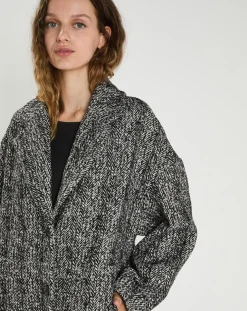 Manteau en Laine mélangée Inès noir-The Korner Online