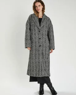 Manteau en Laine mélangée Inès noir-The Korner Online