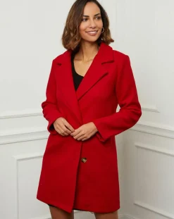 Manteau en Laine mélangée Josette rouge-L'Armoire de Suzette Outlet