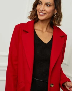 Manteau en Laine mélangée Josette rouge-L'Armoire de Suzette Outlet