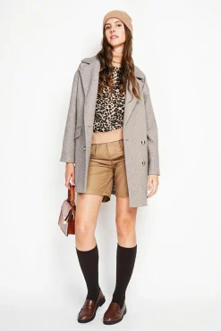 Manteau en Laine mélangée marron-Assuili