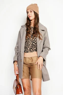 Manteau en Laine mélangée marron-Assuili