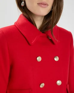 Femme Tara Jarmon Manteaux^Manteau en Laine mélangée Marc rouge