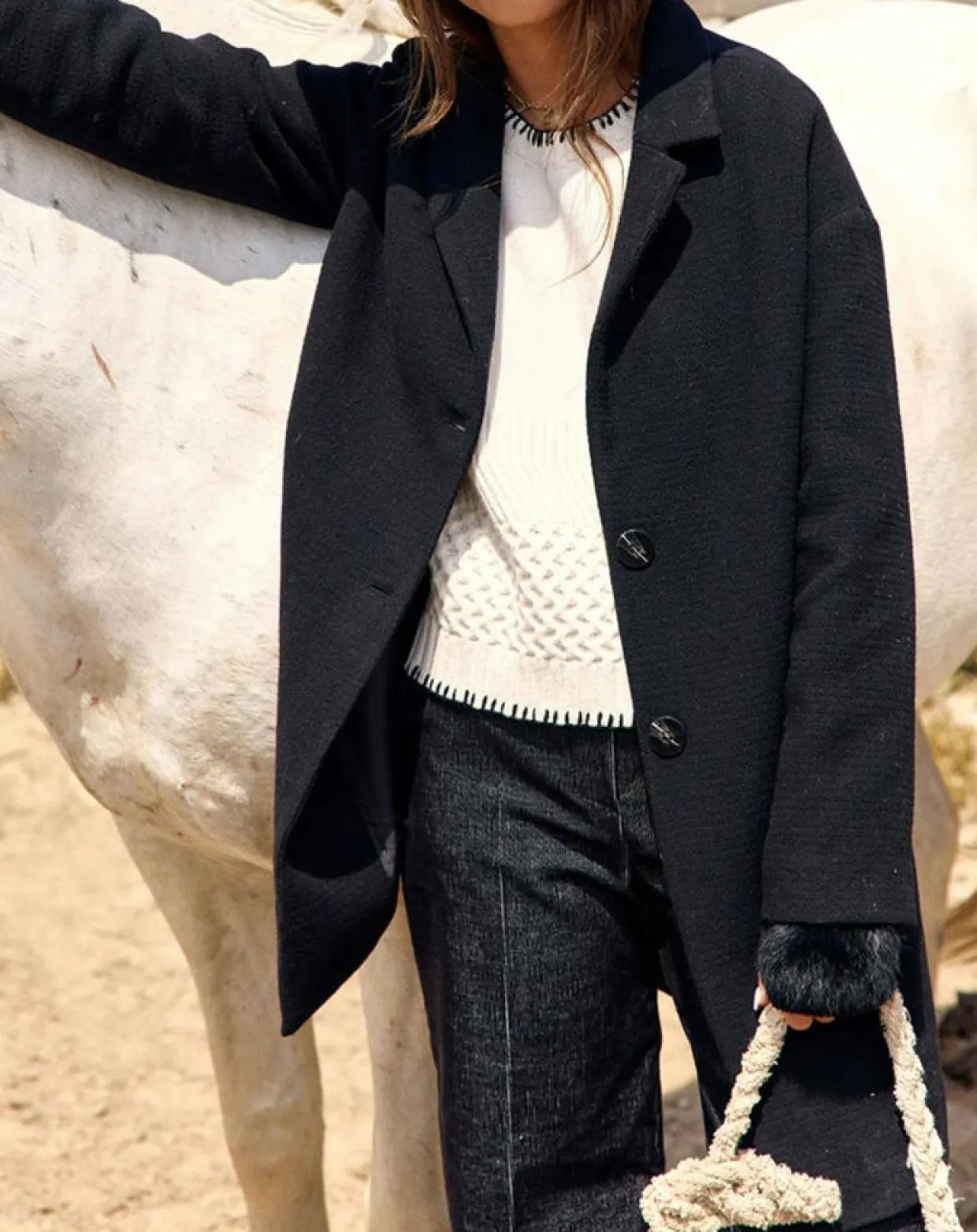 Femme Lauren Vidal Manteaux^Manteau en Laine mélangée Mirav noir