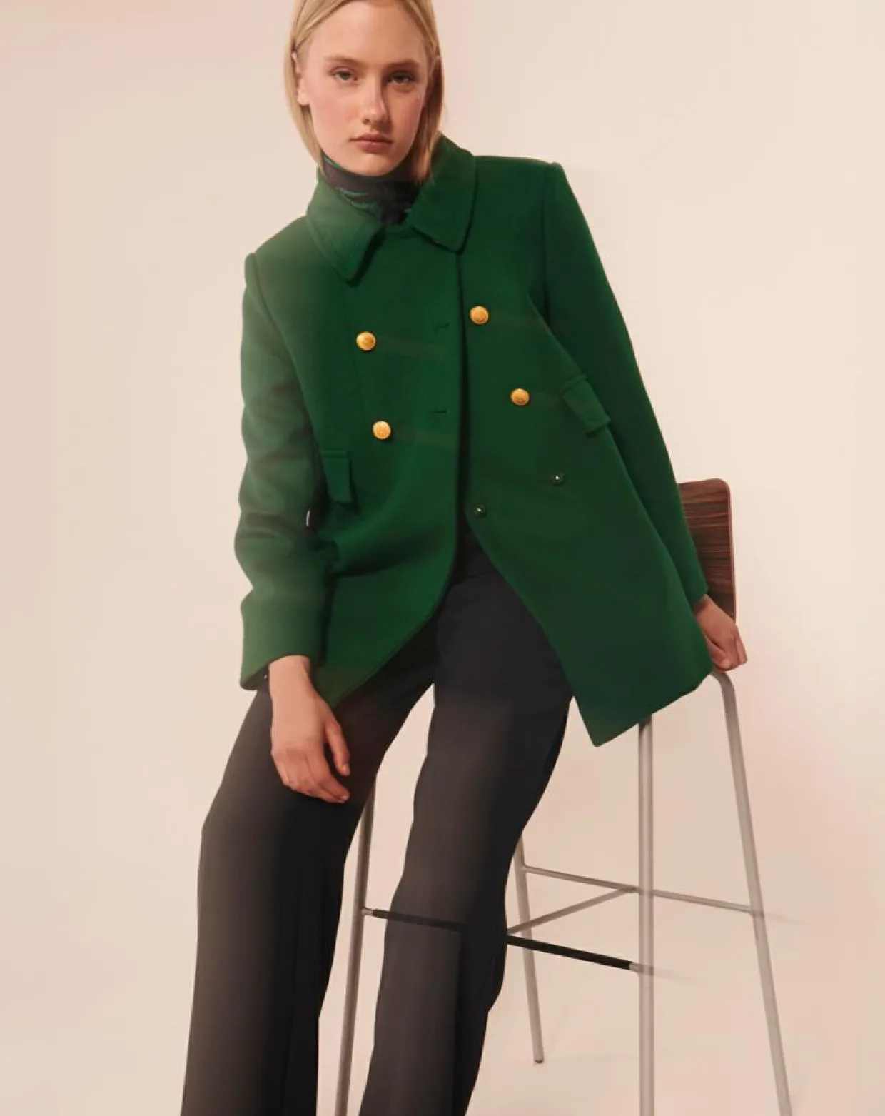 Manteau en Laine mélangée Marc émeraude-Tara Jarmon Discount