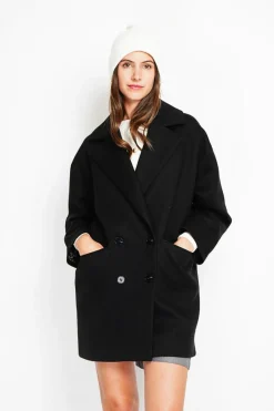 Manteau en Laine mélangée noir-Assuili New