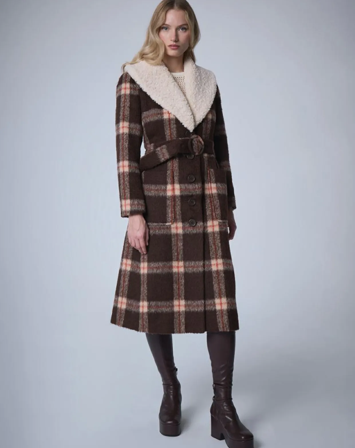 Manteau en Laine mélangée Pilou Tartan unique-Manoush Best