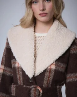 Manteau en Laine mélangée Pilou Tartan unique-Manoush Best