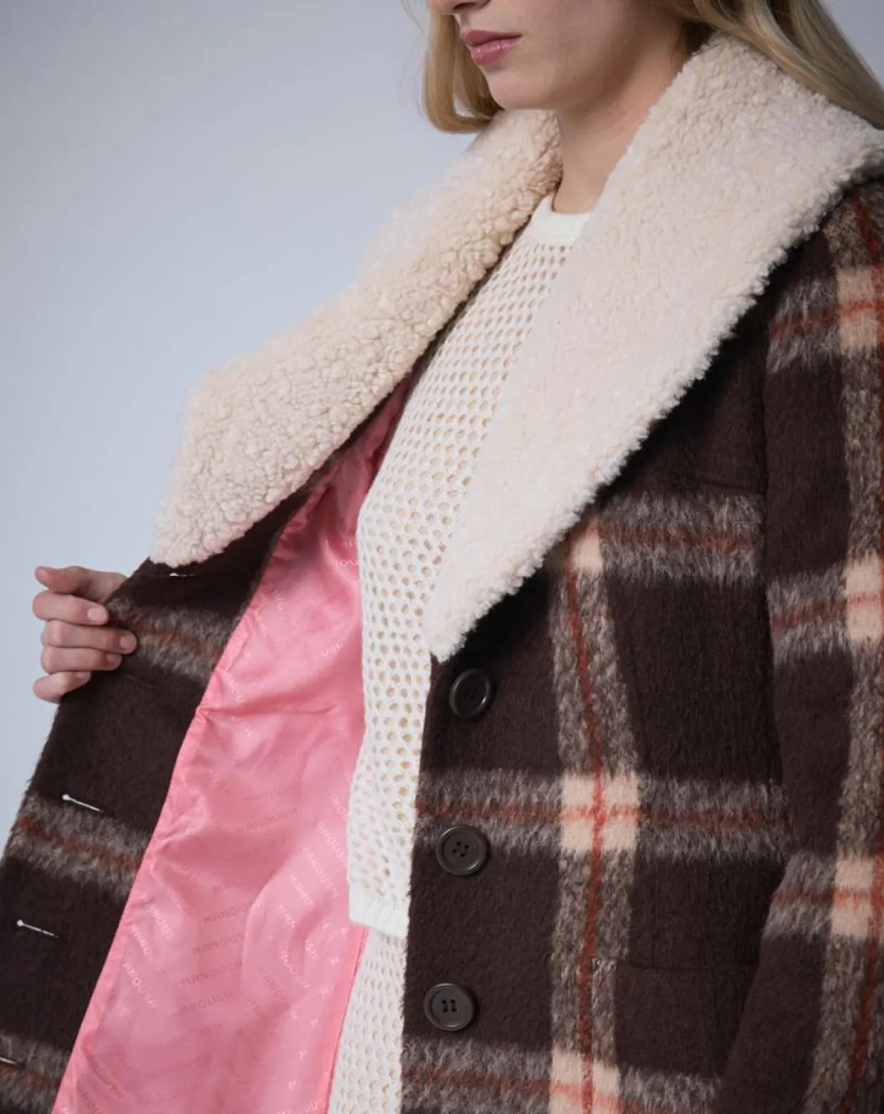 Manteau en Laine mélangée Pilou Tartan unique-Manoush Best