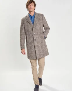 Manteau en Laine mélangée Prince de Galles gris clair-Hackett London Clearance