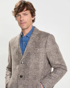 Manteau en Laine mélangée Prince de Galles gris clair-Hackett London Clearance
