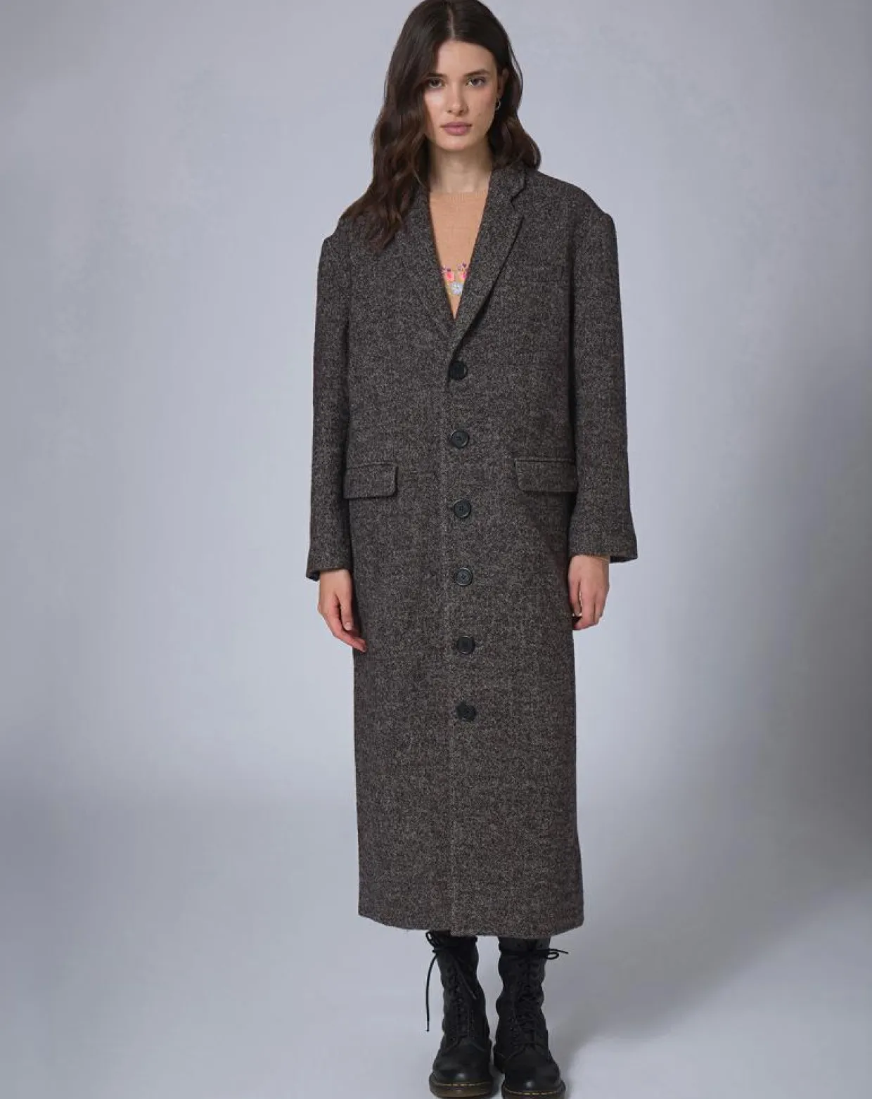 Femme Manoush Manteaux^Manteau en Laine mélangée Raymonde chocolat