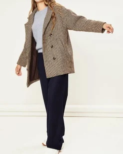Manteau en Laine mélangée Sophies pied-de-poule marron-La Petite Etoile