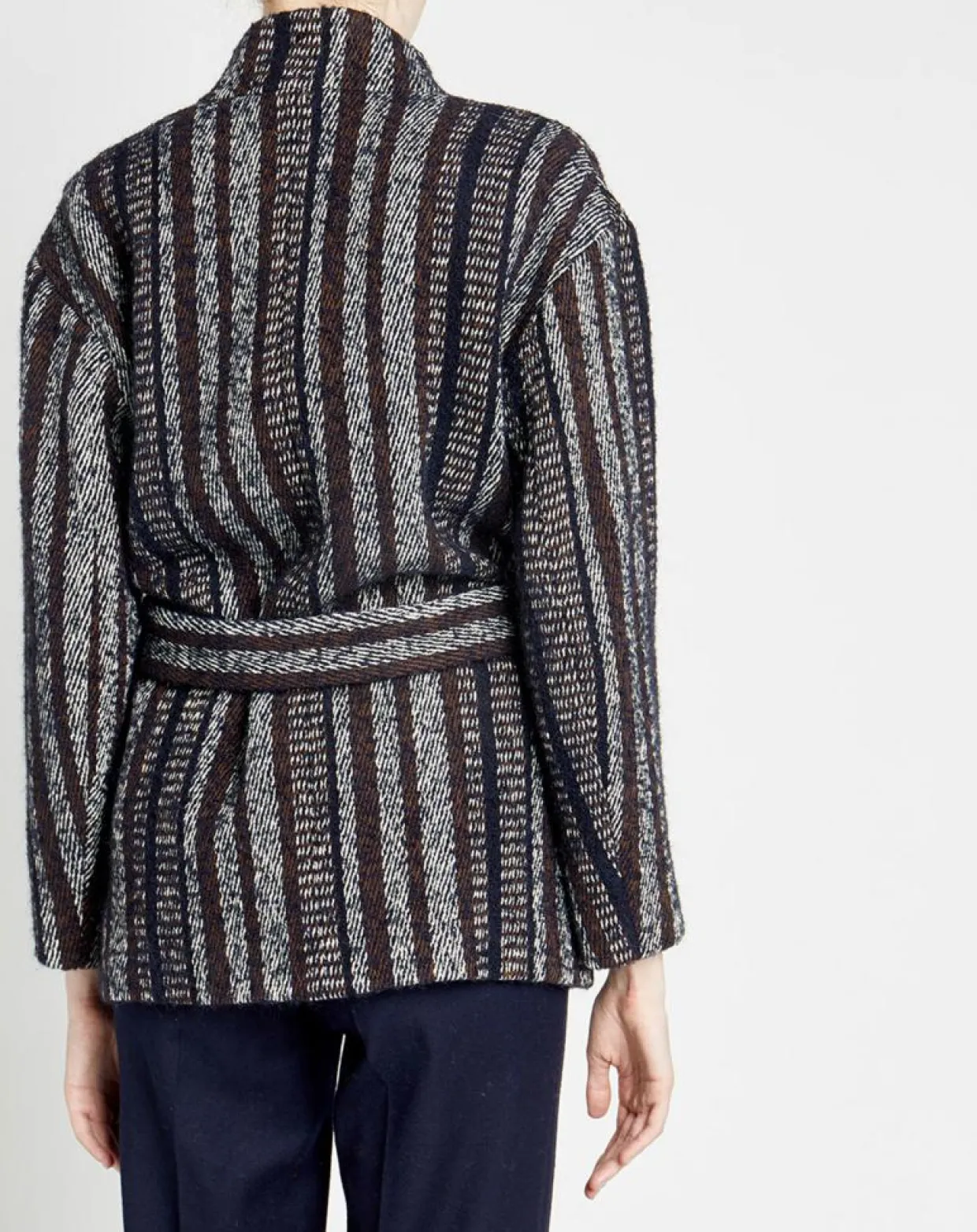 Manteau en Laine mélangée Vivia à rayures marine/blanc/marron-Caroll Hot