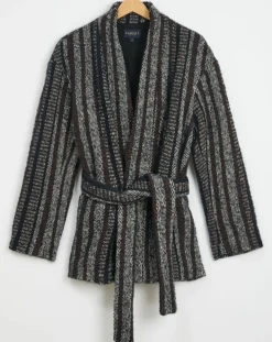 Manteau en Laine mélangée Vivia à rayures marine/blanc/marron-Caroll Hot